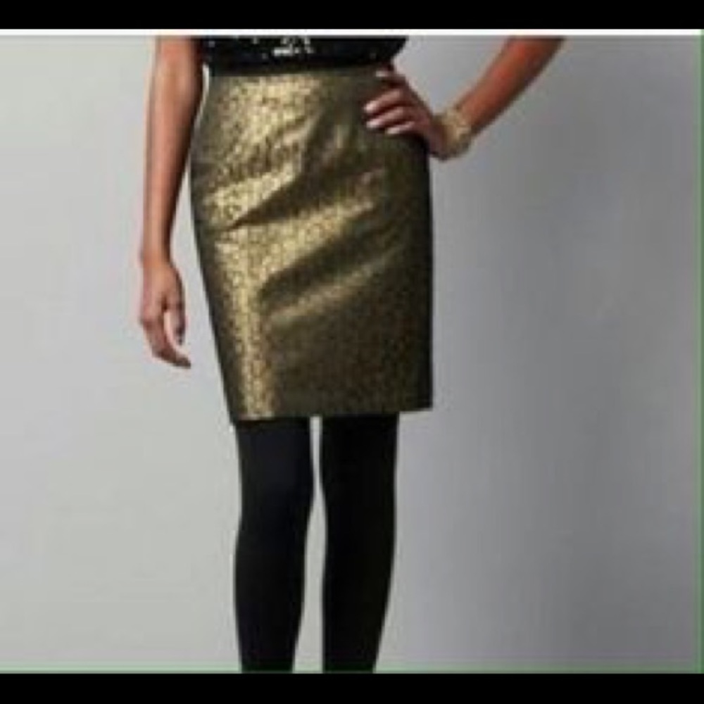 Ann Taylor LOFT black and gold pencil skirt